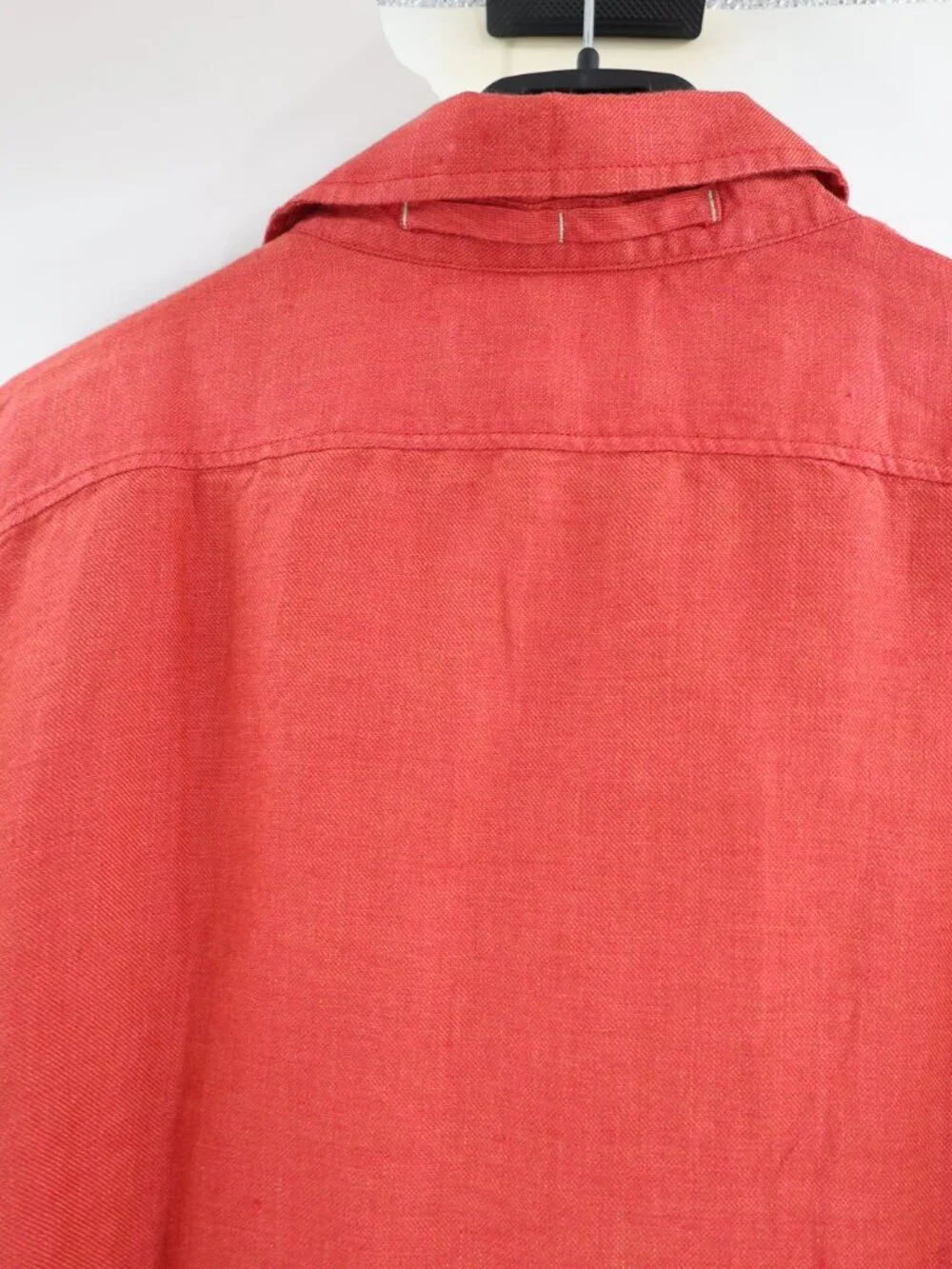 NWT Banana Republic Camp Shirt Mens Large Linen Relaxed Short Sleeve loop collar